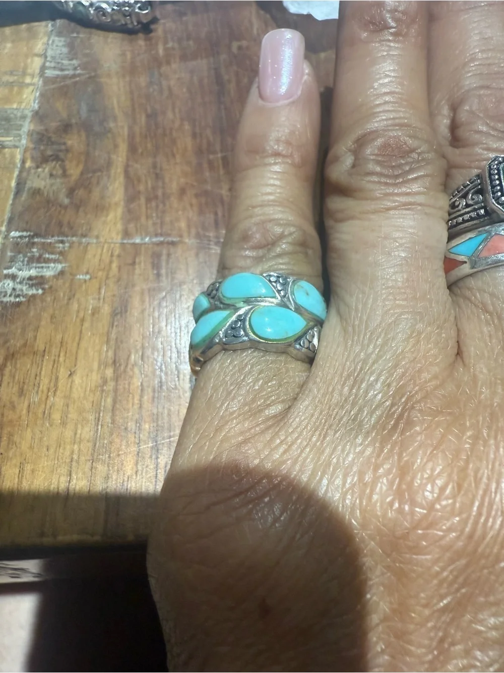 Turquoise Inlay Sterling Silver Women's Ring - Chapel Zenray Turquoise size 5.75